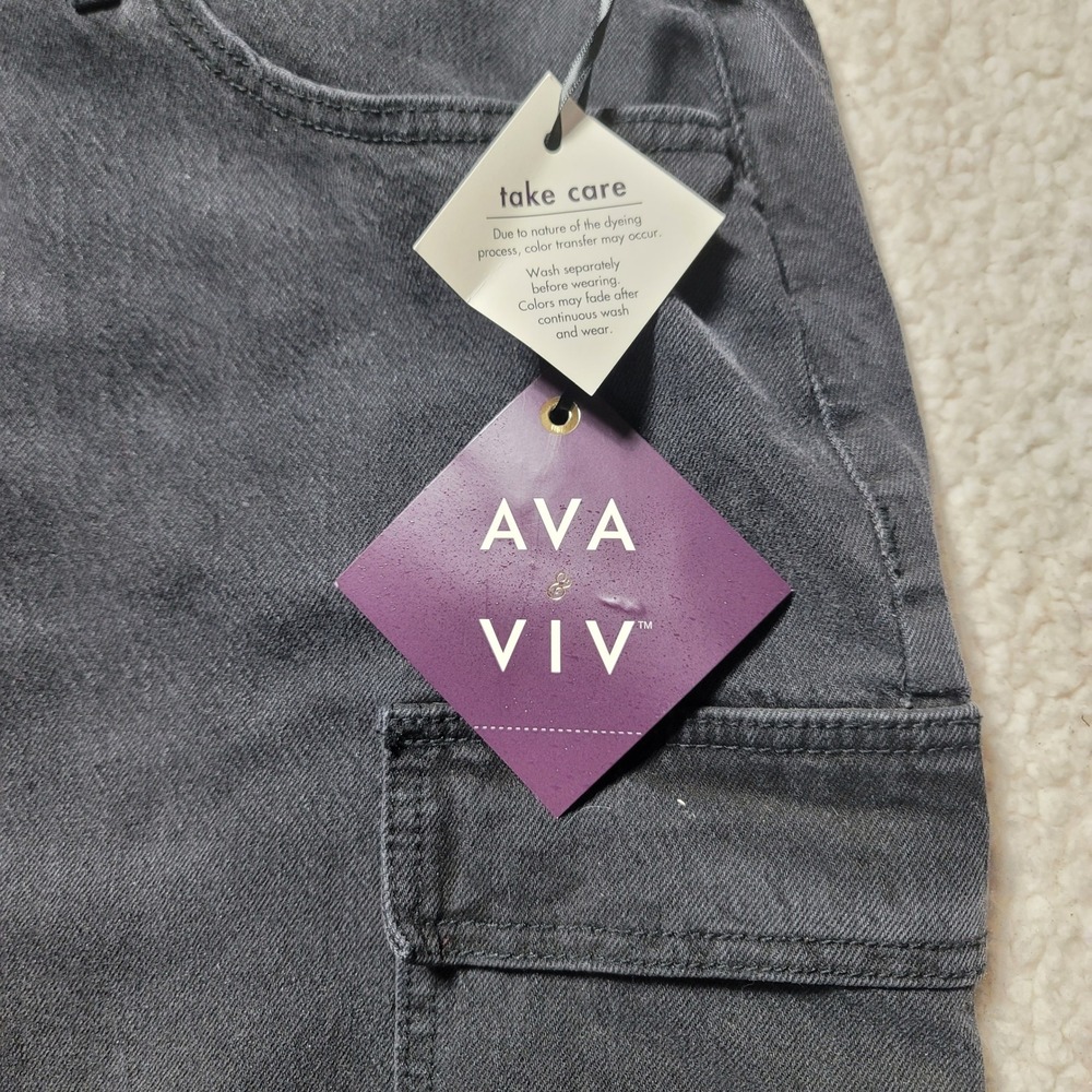 Ava & Viv Womens Plus Size 24 Black Denim Cargo Slim Skirt High Rise NWT - Picture 2 of 10